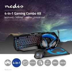 Nedis GCK41100BKUS Gaming Combo Kit – Toetsenbord, Koptelefoon, Muis & Muismat