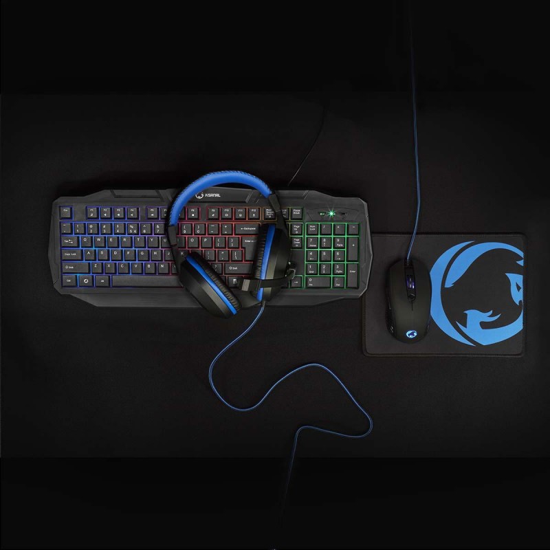 Nedis GCK41100BKUS Gaming Combo Kit – Toetsenbord, Koptelefoon, Muis & Muismat