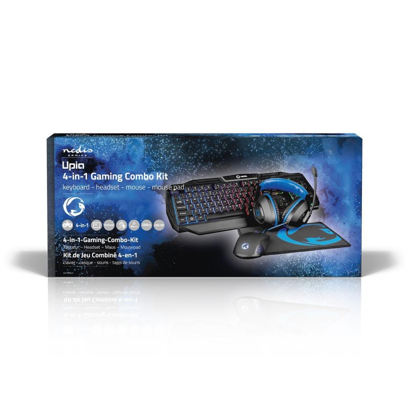 Nedis GCK41100BKUS Gaming Combo Kit – Toetsenbord, Koptelefoon, Muis & Muismat