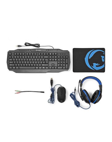 Nedis GCK41100BKUS Gaming Combo Kit – Toetsenbord, Koptelefoon, Muis & Muismat