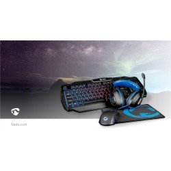Nedis GCK41100BKUS Gaming Combo Kit – Toetsenbord, Koptelefoon, Muis & Muismat