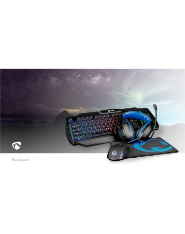 Nedis GCK41100BKUS Gaming Combo Kit – Toetsenbord, Koptelefoon, Muis & Muismat