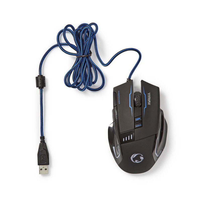 Nedis Bedrade Gaming Muis – DPI tot 4000, Precisie & Grip