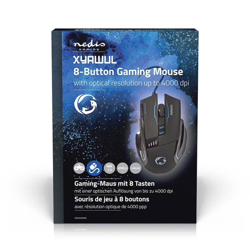 Nedis Bedrade Gaming Muis – DPI tot 4000, Precisie & Grip