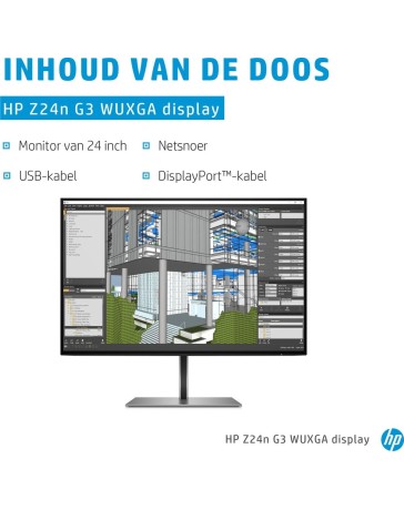 HP Z24n G3 24" IPS Monitor – WUXGA 1920x1200, DP, HDMI, 60Hz
