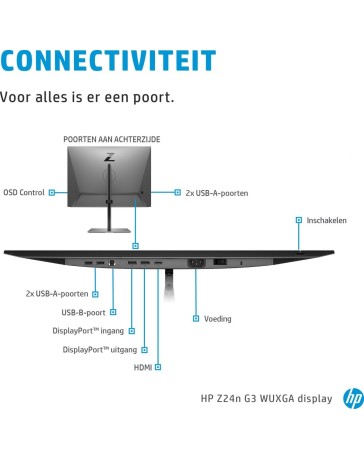 HP Z24n G3 24" IPS Monitor – WUXGA 1920x1200, DP, HDMI, 60Hz