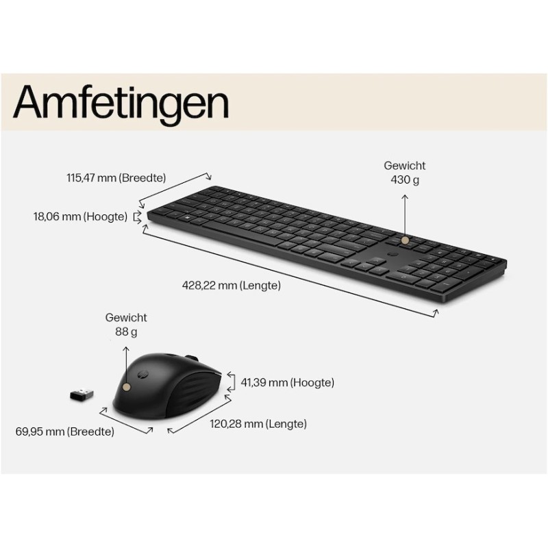 HP 655 Draadloos Toetsenbord & Muis Combo – Stil & Comfortabel