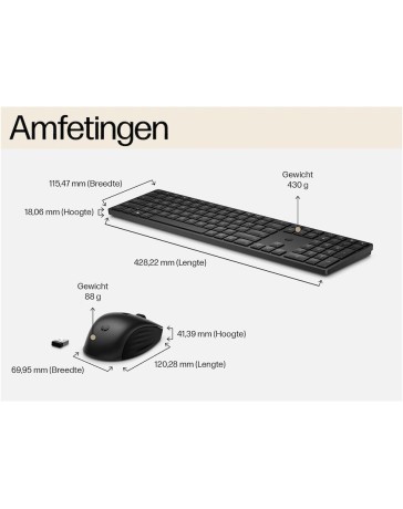 HP 655 Draadloos Toetsenbord & Muis Combo – Stil & Comfortabel