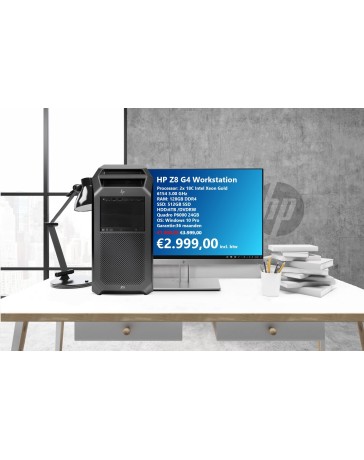 HP Z8 G4 Workstation – 2x Xeon Gold 6134 8C, 128GB RAM, Quadro RTX 4000, 1TB SSD + 3TB HDD, Win11 Pro
