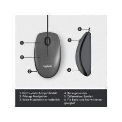 Logitech M100 Bedrade Muis – USB – Plug & Play – Zwart