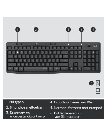 Logitech MK295 Silent Wireless Combo – QWERTY US, Zwart
