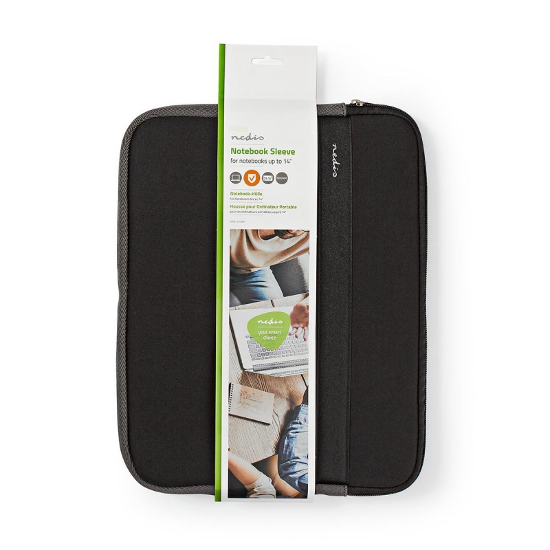Notebookhoes  13 - 14 "  Neopreen -  Antraciet / Zwart  20 mm  270 mm  335 mm