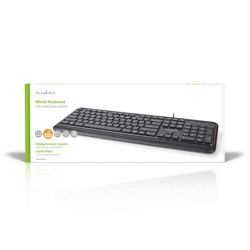 Standaard Chocolate Toetsenbord QWERTY met 12 Multimediatoetsen, Plug & Play