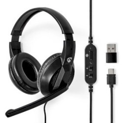 Over-Ear Headset met Microfoon – USB-C & USB-A – 1.8m Kabel – Comfortabel & Verstelbaar