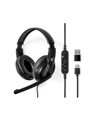 Over-Ear Headset met Microfoon – USB-C & USB-A – 1.8m Kabel – Comfortabel & Verstelbaar
