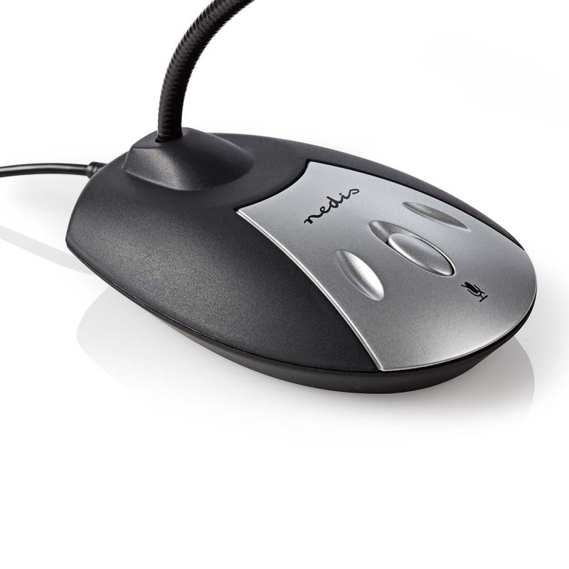 USB-microfoon met on/off- en mute-knop – 360° richtingsgevoeligheid, noise cancelling & flexibele buis
