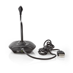 USB-microfoon met on/off- en mute-knop – 360° richtingsgevoeligheid, noise cancelling & flexibele buis