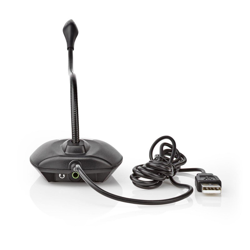 USB-microfoon met on/off- en mute-knop – 360° richtingsgevoeligheid, noise cancelling & flexibele buis