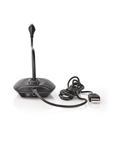 USB-microfoon met on/off- en mute-knop – 360° richtingsgevoeligheid, noise cancelling & flexibele buis